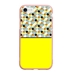 Чехол iPhone 7/8 матовый Желтый неоновый комбинированный узор, цвет: 3D-светло-розовый