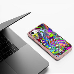 Чехол iPhone 7/8 матовый Детский красочный узор, цвет: 3D-светло-розовый — фото 2