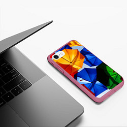 Чехол iPhone 7/8 матовый Разноцветные зонтики, цвет: 3D-малиновый — фото 2