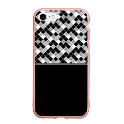 Чехол iPhone 7/8 матовый Черно-белый геометрический узор, цвет: 3D-светло-розовый