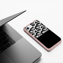 Чехол iPhone 7/8 матовый Черно-белый геометрический узор, цвет: 3D-светло-розовый — фото 2