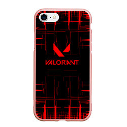 Чехол iPhone 7/8 матовый Valorant красные полосы, цвет: 3D-светло-розовый