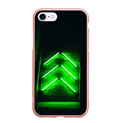 Чехол iPhone 7/8 матовый Неоновые зелёные стрелки во тьме, цвет: 3D-светло-розовый