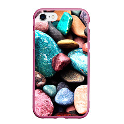 Чехол iPhone 7/8 матовый Камни разноцветные, цвет: 3D-малиновый