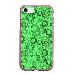 Чехол iPhone 7/8 матовый Ярко-зеленый неоновый абстрактный узор, цвет: 3D-малиновый