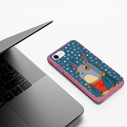Чехол iPhone 7/8 матовый Милый зайка с большими глазами, цвет: 3D-малиновый — фото 2