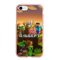 Чехол iPhone 7/8 матовый Альберт Minecraft, цвет: 3D-светло-розовый