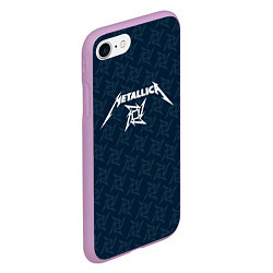 Чехол iPhone 7/8 матовый Metallica - паттерн, цвет: 3D-сиреневый — фото 2