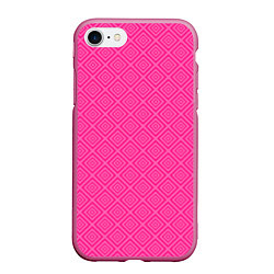 Чехол iPhone 7/8 матовый Розовый орнамент из квадратиков, цвет: 3D-малиновый