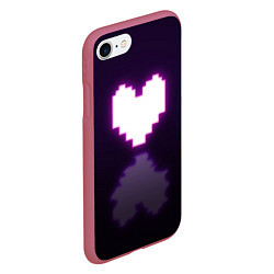 Чехол iPhone 7/8 матовый Undertale heart neon, цвет: 3D-малиновый — фото 2