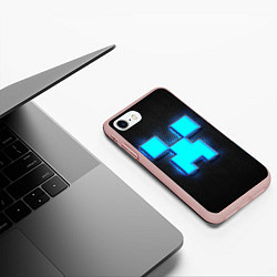 Чехол iPhone 7/8 матовый Minecraft Creeper - neon, цвет: 3D-светло-розовый — фото 2