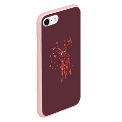 Чехол iPhone 7/8 матовый Осенний олень с птицей, цвет: 3D-светло-розовый — фото 2