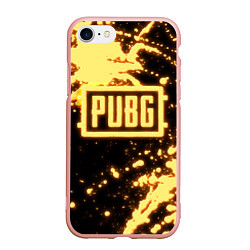 Чехол iPhone 7/8 матовый PUBG neon, цвет: 3D-светло-розовый