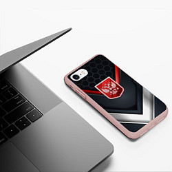 Чехол iPhone 7/8 матовый Красный герб России, цвет: 3D-светло-розовый — фото 2