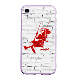 Чехол iPhone 7/8 матовый Banksy girl on a swing, цвет: 3D-сиреневый