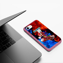 Чехол iPhone 7/8 матовый Knuckles Echidna - Sonic - Video game, цвет: 3D-малиновый — фото 2