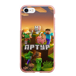 Чехол iPhone 7/8 матовый Артур Minecraft, цвет: 3D-светло-розовый