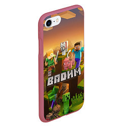Чехол iPhone 7/8 матовый Вадим Minecraft, цвет: 3D-малиновый — фото 2