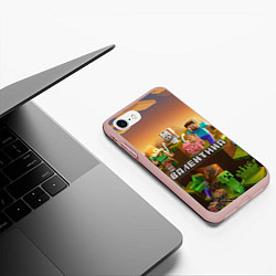 Чехол iPhone 7/8 матовый Валентина Minecraft, цвет: 3D-светло-розовый — фото 2