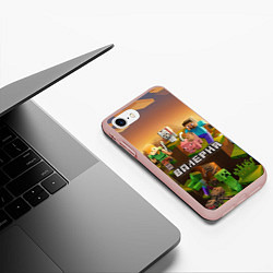 Чехол iPhone 7/8 матовый Валерия Minecraft, цвет: 3D-светло-розовый — фото 2