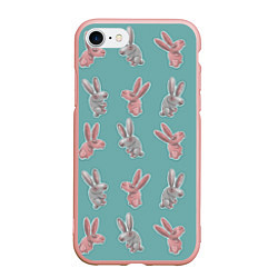 Чехол iPhone 7/8 матовый Кролли, цвет: 3D-светло-розовый