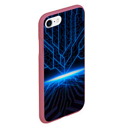 Чехол iPhone 7/8 матовый Цифровые молнии, цвет: 3D-малиновый — фото 2