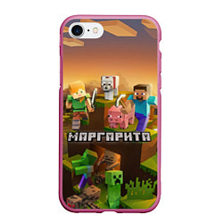 Чехол iPhone 7/8 матовый Маргарита Minecraft, цвет: 3D-малиновый