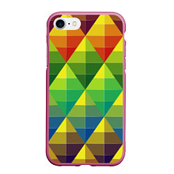 Чехол iPhone 7/8 матовый Узор из разноцветных фигур, цвет: 3D-малиновый