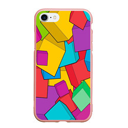 Чехол iPhone 7/8 матовый Фон из разноцветных кубиков, цвет: 3D-светло-розовый