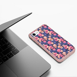 Чехол iPhone 7/8 матовый Черепа разной формы, цвет: 3D-светло-розовый — фото 2