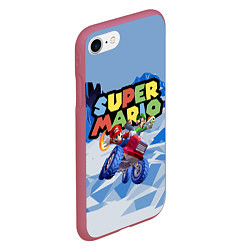 Чехол iPhone 7/8 матовый Марио и Луиджи гонщики - Super Mario, цвет: 3D-малиновый — фото 2