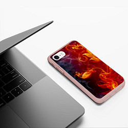 Чехол iPhone 7/8 матовый Огненный цветок с дымом, цвет: 3D-светло-розовый — фото 2
