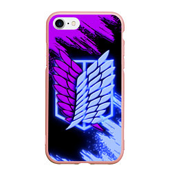 Чехол iPhone 7/8 матовый Attack on Titan logo neon, цвет: 3D-светло-розовый
