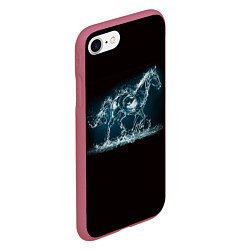 Чехол iPhone 7/8 матовый Лошадь из водяных капель, цвет: 3D-малиновый — фото 2