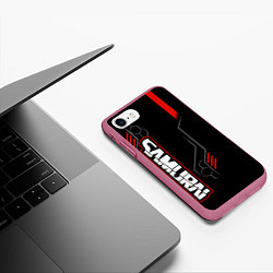 Чехол iPhone 7/8 матовый Samurai - Красный техно - Киберпанк, цвет: 3D-малиновый — фото 2