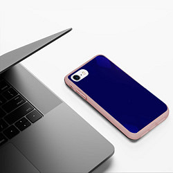 Чехол iPhone 7/8 матовый Темно синий фон, цвет: 3D-светло-розовый — фото 2