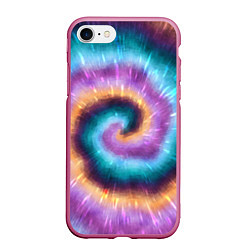 Чехол iPhone 7/8 матовый Сине-фиолетовый тай дай, цвет: 3D-малиновый