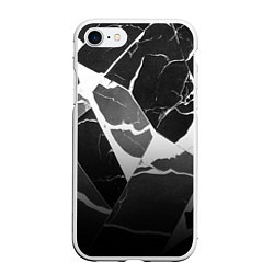 Чехол iPhone 7/8 матовый Черно-белый мрамор с трещинами, цвет: 3D-белый