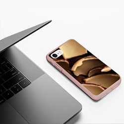 Чехол iPhone 7/8 матовый Кусочки шоколадных яйиц, цвет: 3D-светло-розовый — фото 2