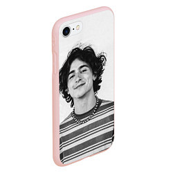 Чехол iPhone 7/8 матовый Timothee Chalamet black white photo, цвет: 3D-светло-розовый — фото 2