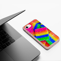 Чехол iPhone 7/8 матовый Маленькие кусочки мармелада, цвет: 3D-светло-розовый — фото 2