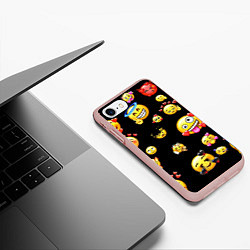 Чехол iPhone 7/8 матовый Влюбленные смайлы, цвет: 3D-светло-розовый — фото 2