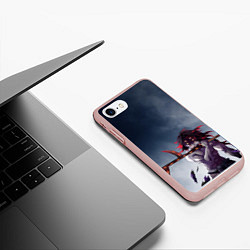 Чехол iPhone 7/8 матовый Кокушибо, цвет: 3D-светло-розовый — фото 2
