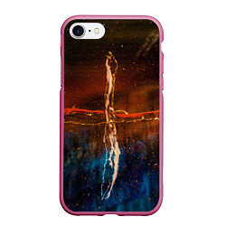 Чехол iPhone 7/8 матовый Тени, блёстки и краски во тьме, цвет: 3D-малиновый