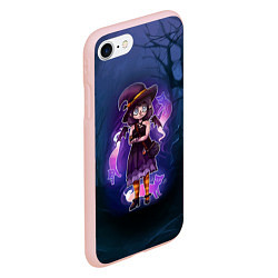 Чехол iPhone 7/8 матовый Ведьма-малолетка с котами - Halloween, цвет: 3D-светло-розовый — фото 2