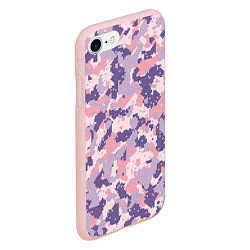 Чехол iPhone 7/8 матовый Цифровой камуфляж - сине-фиолетовый, цвет: 3D-светло-розовый — фото 2