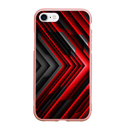 Чехол iPhone 7/8 матовый Чёрно-красный паркет графика, цвет: 3D-светло-розовый