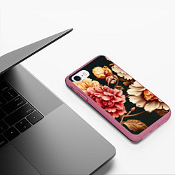 Чехол iPhone 7/8 матовый Цветы в стиле рококо, цвет: 3D-малиновый — фото 2