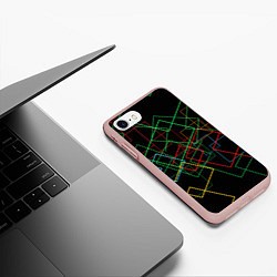 Чехол iPhone 7/8 матовый Разноцветные квадраты, цвет: 3D-светло-розовый — фото 2