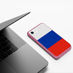 Чехол iPhone 7/8 матовый Триколор - флаг России плетёный, цвет: 3D-малиновый — фото 2